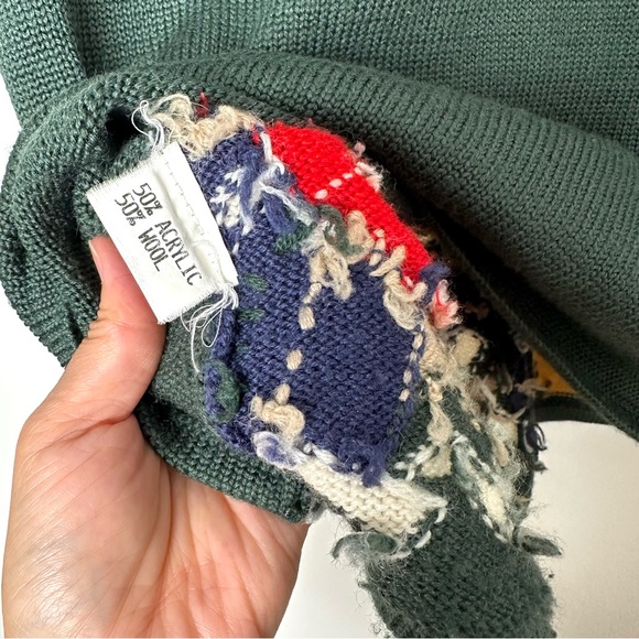 Vintage Boho Cottagecore Wool Blend Sweater Vest Hand Embroidered Kitschy - Picture 9 of 9